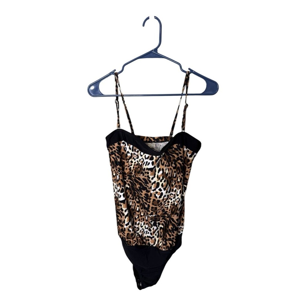 Marina West Leopard Black Size 12 New With Tags One Piece Swimsuit